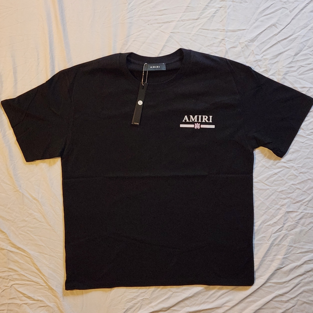 AMIRI Black Short Sleeve Tee With White And Pink Graphic Design Brand New W Tags